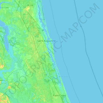 Mapa topográfico Anastasia Island, altitud, relieve