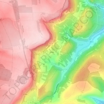 Mapa topográfico Évelle, altitud, relieve