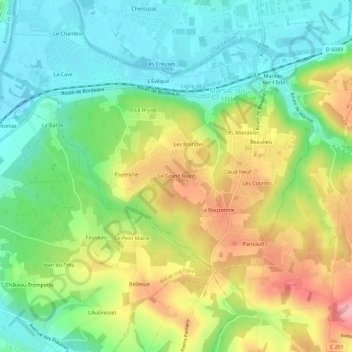 Mapa topográfico Le Grand Biard, altitud, relieve