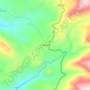 Mapa topográfico El Empalme, altitud, relieve