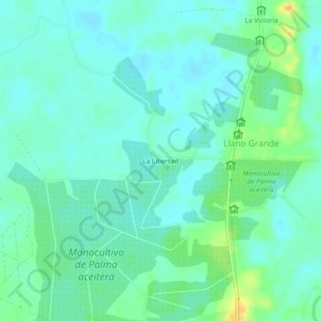 Mapa topográfico La Libertad, altitud, relieve