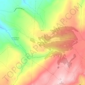Mapa topográfico Badde Salighes, altitud, relieve