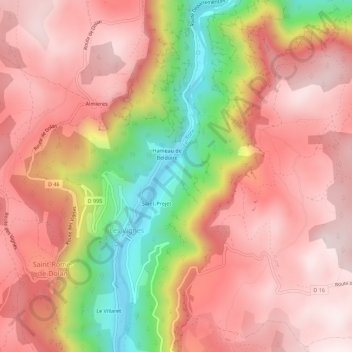 Mapa topográfico Le Ménial, altitud, relieve