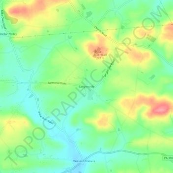 Mapa topográfico Saegersville, altitud, relieve