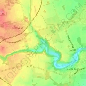 Mapa topográfico Bothal, altitud, relieve