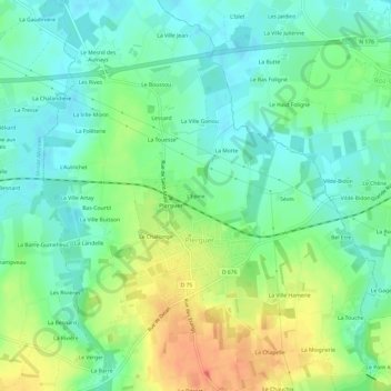 Mapa topográfico L'Epine, altitud, relieve