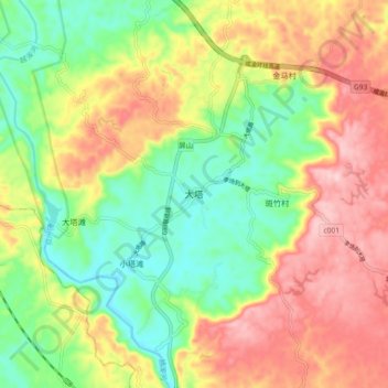Mapa topográfico 樟海镇, altitud, relieve