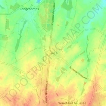 Mapa topográfico Leuze, altitud, relieve