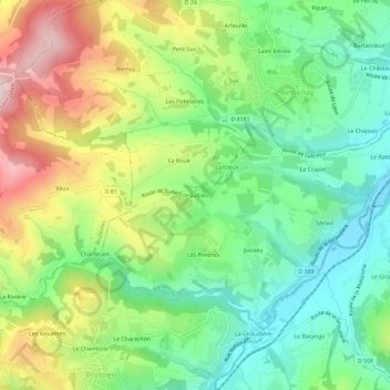 Mapa topográfico Le Sudieu, altitud, relieve