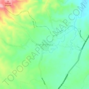 Mapa topográfico Pital de Megua, altitud, relieve