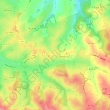 Mapa topográfico Le Souchet, altitud, relieve