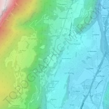 Mapa topográfico La Côte, altitud, relieve