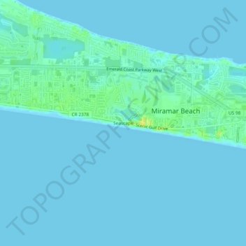 Mapa topográfico Seascape, altitud, relieve