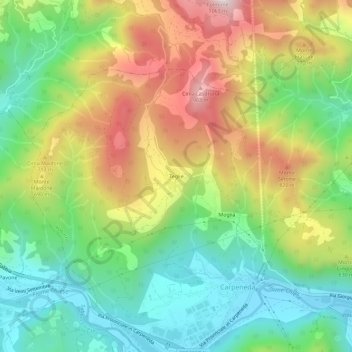 Mapa topográfico Teglie, altitud, relieve