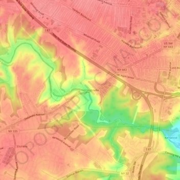 Mapa topográfico Normansville, altitud, relieve