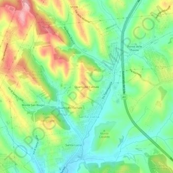 Mapa topográfico Quarto del Carnale, altitud, relieve