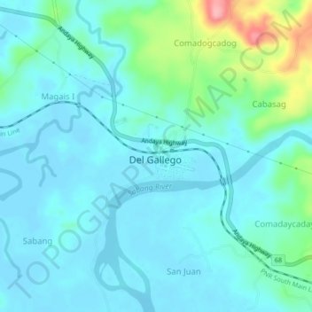 Mapa topográfico San Antonio, altitud, relieve