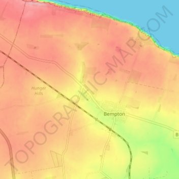 Mapa topográfico Buckton, altitud, relieve