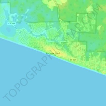 Mapa topográfico Seagrove Beach, altitud, relieve