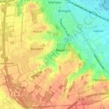 Mapa topográfico Ober-Beberich, altitud, relieve