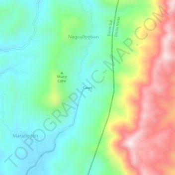 Mapa topográfico Caset, altitud, relieve