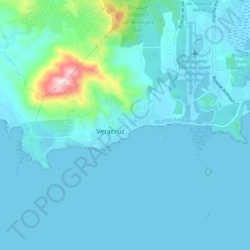 Mapa topográfico Veracruz, altitud, relieve