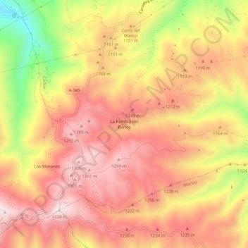 Mapa topográfico La Rambla del Banco, altitud, relieve
