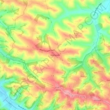 Mapa topográfico Saint-Julien, altitud, relieve