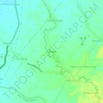 Mapa topográfico Runtayan, altitud, relieve
