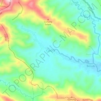 Mapa topográfico Cidora, altitud, relieve
