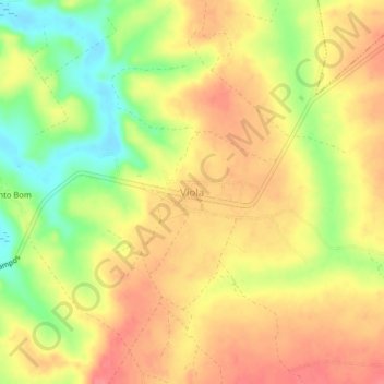 Mapa topográfico Viola, altitud, relieve