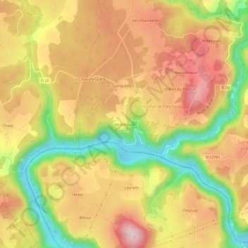 Mapa topográfico Val Beneyte, altitud, relieve