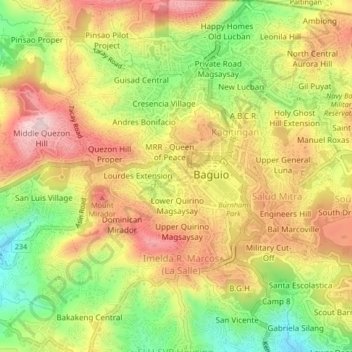 Mapa topográfico Palma - Urbano, altitud, relieve
