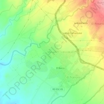 Mapa topográfico Miriam, altitud, relieve