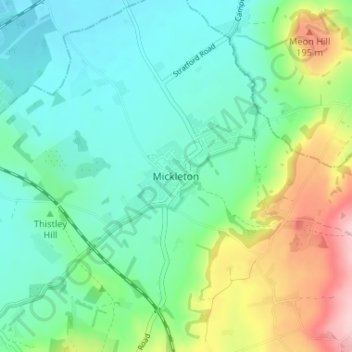 Mapa topográfico Mickleton, altitud, relieve