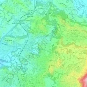 Mapa topográfico Bulciaghetto, altitud, relieve
