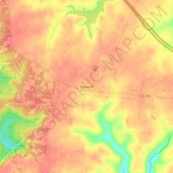 Mapa topográfico Mayland, altitud, relieve
