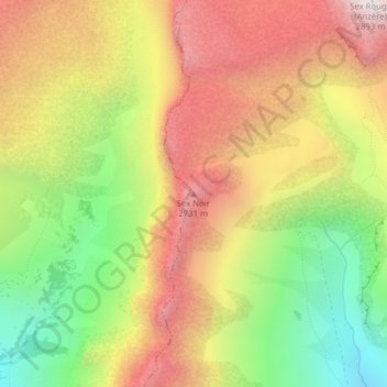 Mapa topográfico Sex Noir, altitud, relieve
