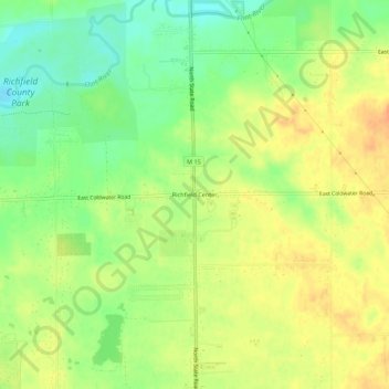 Mapa topográfico Richfield Center, altitud, relieve