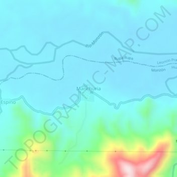 Mapa topográfico Manchuria, altitud, relieve