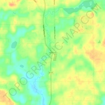 Mapa topográfico Bedford, altitud, relieve