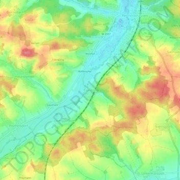 Mapa topográfico Paindorf, altitud, relieve
