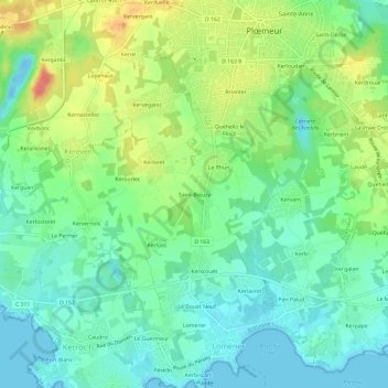 Mapa topográfico Saint-Bieuzy, altitud, relieve