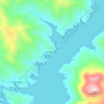 Mapa topográfico Lakeview Resort, altitud, relieve