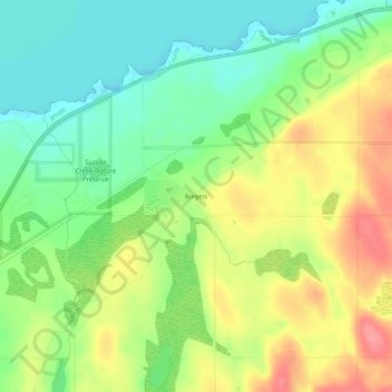 Mapa topográfico Burgess, altitud, relieve