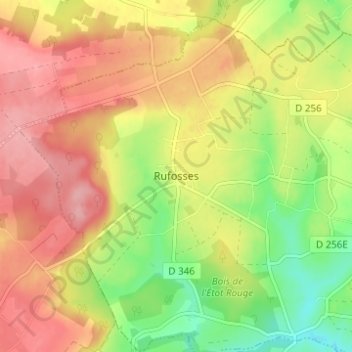 Mapa topográfico Rufosses, altitud, relieve
