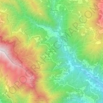Mapa topográfico Belpiano, altitud, relieve
