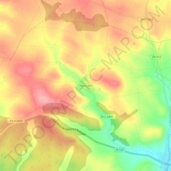 Mapa topográfico Alcorcillo, altitud, relieve