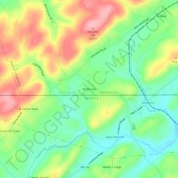 Mapa topográfico Blackrock, altitud, relieve