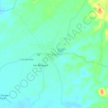 Mapa topográfico Tres Zapotes, altitud, relieve